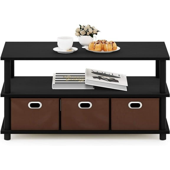 Coffee Table with Bin Drawer, Columbia Walnut/Dark Brown