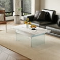 thumbnail image 1 of Coffee Table with Lift Top & White Marble Pattern - Tempered Glass Legs for Homes & Offices!, 1 of 24