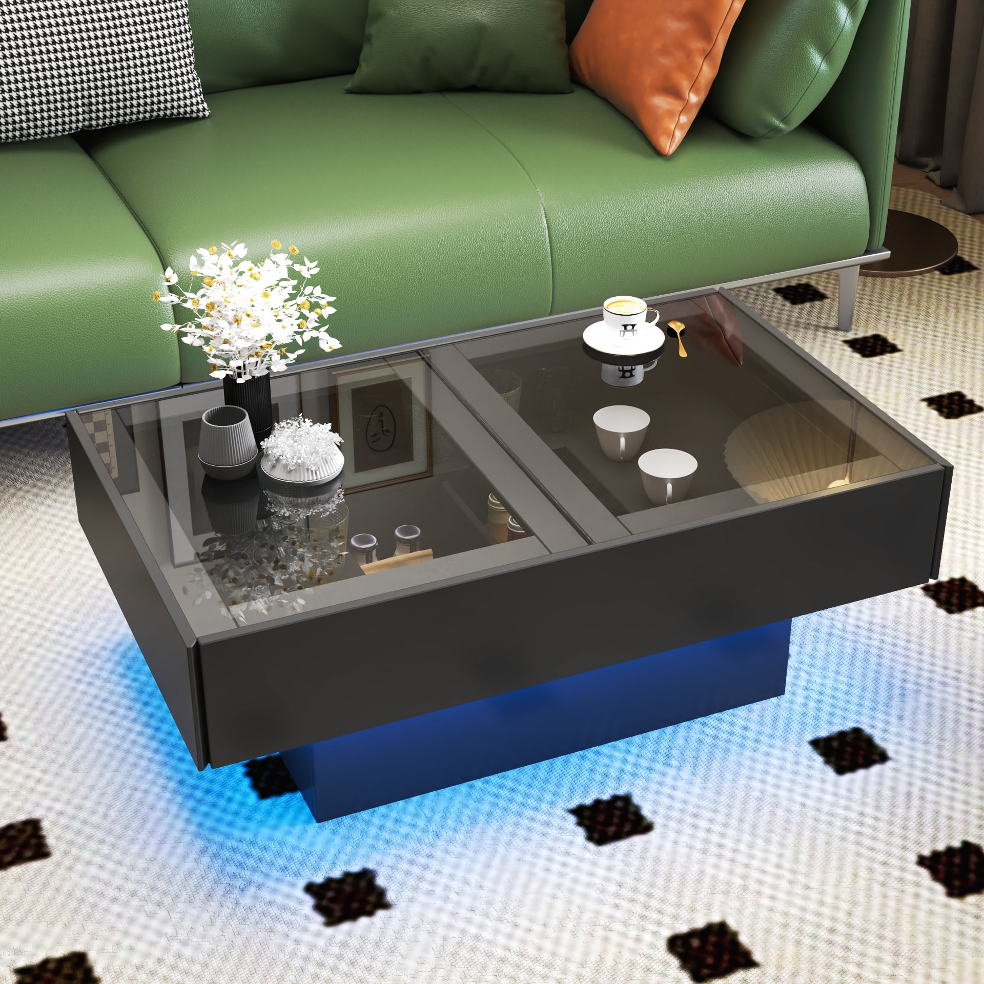 Coffee Table with Sliding Tabletop Hidden Storage Compartment Extendable, White