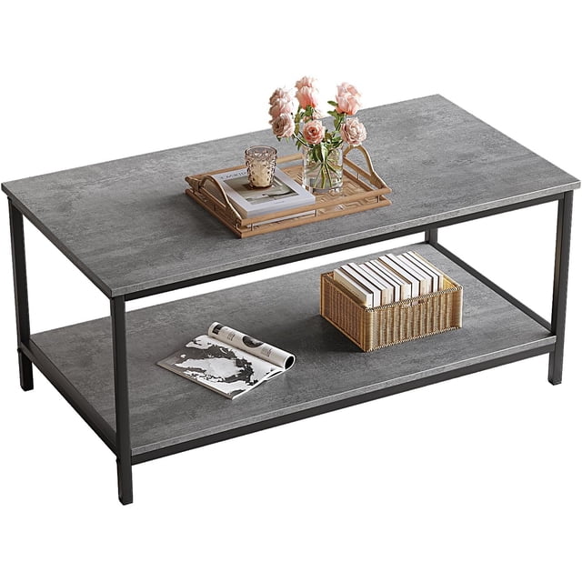 Coffee Table with Storage 2-Tier Industrial Center Table for Living ...