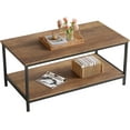 thumbnail image 1 of Coffee Table with Storage 2-Tier Industrial Center Table for Living Room, Rectangle Wood Table for Small Spaces Apartment Home Office, Walnut, 1 of 13