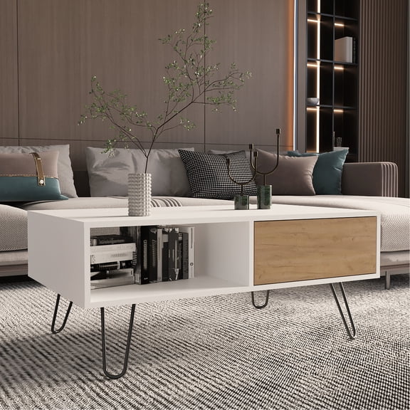 Coffee Table with Storage Function | Store Personal Items and Showcase Books | Durable and Eco - friendly Engineered Wood | Keep Home Organized