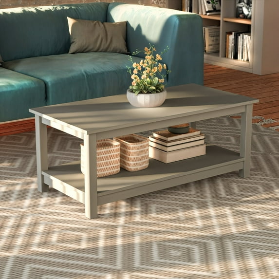Coffee Table with Storage Shelf Gray - by From the Tree Furniture