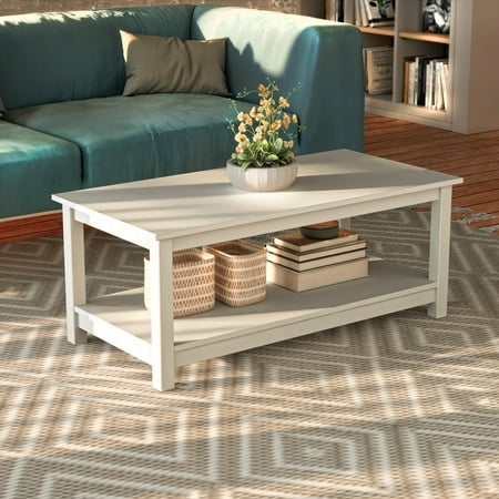 Coffee Table with Storage Shelf White - by From the Tree Furniture