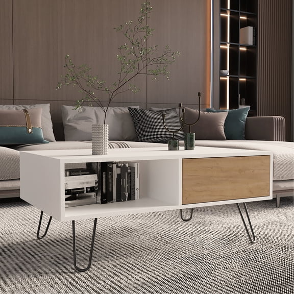 Coffee Table with Storage | Store Remotes and Display Books in Living Room | FSC Certified Engineered Wood | Keep Home Organized