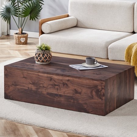 Coffee Table with Walnut Grain | Can Be Used as Side or Display Table | Delicate MDF Material | No Assembly Hassle