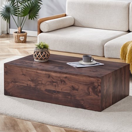 Coffee Table with Walnut Wood Grain | Can Be Used as Side or Display | Fine MDF Processing | No Assembly Required