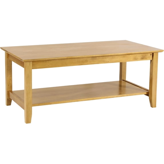 Kawind Home Solid Wood Coffee Table, Light Walnut Finish, Classic Living Room Centerpiece