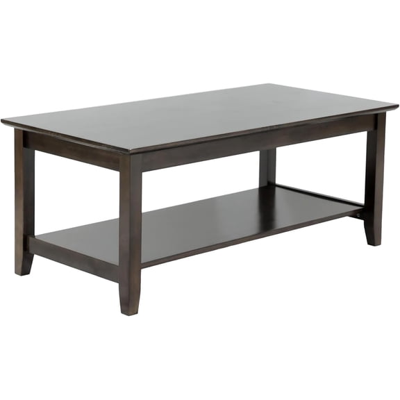 Kawind Home Solid Wood Coffee Table, Dark Walnut Finish, Classic Living Room Centerpiece