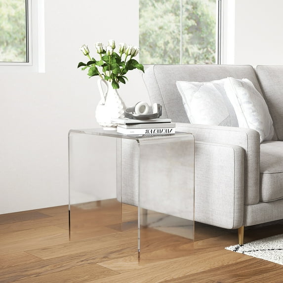 Coffee Tables 21" Long Rectangle All Acrylic 15mm Thick Waterfall ...