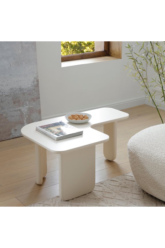 Coffee Tables 35.43" L-Shape Modern Coffee Table New-Upgraded, Free-Combination Tea Table with Multi-layer Green Paint, Drinking Side Table for Sofa Couch, Space-Saving Center Table for Living Room A