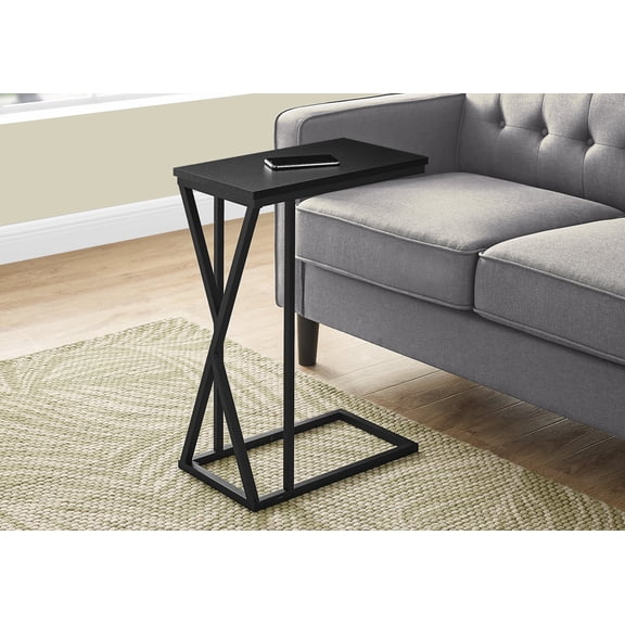 Coffee Tables Accent Table, C-shaped, End, Side, Snack, Living Room, Bedroom, Black Laminate, Black Metal, Contemporary, Modern,Wooden Coffee Tables