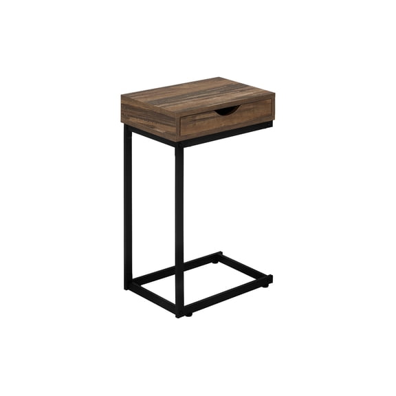 Coffee Tables Accent Table, C-shaped, End, Side, Snack, Storage Drawer, Living Room, Bedroom, Brown Laminate, Black Metal, Contemporary, Modern,Wooden Coffee Tables