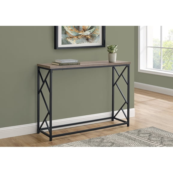 Coffee Tables Accent Table, Console, Entryway, Narrow, Sofa, Living Room, Bedroom, Brown Laminate, Black Metal, Contemporary, Modern,Wooden Coffee Tables