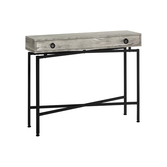 Coffee Tables Accent Table, Console, Entryway, Narrow, Sofa, Storage Drawer, Living Room, Bedroom, Grey Laminate, Black Metal, Contemporary, Modern,Wooden Coffee Tables