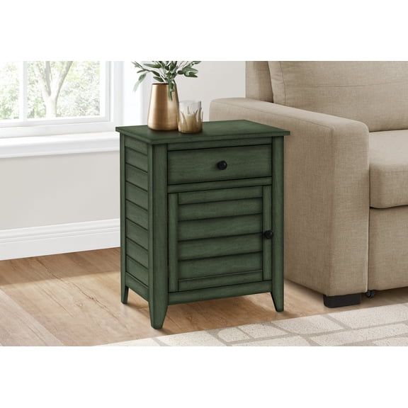 Coffee Tables Accent Table, Nightstand, Storage Drawer, End, Side Table, Bedroom, Lamp, Storage, Antique Green Veneer, Transitional,Wooden Coffee Tables