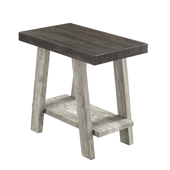 Coffee Tables Athens Contemporary Two-Tone Wood Shelf Side Table in Weathered Walnut and Gray,Coffee Tables With Storage