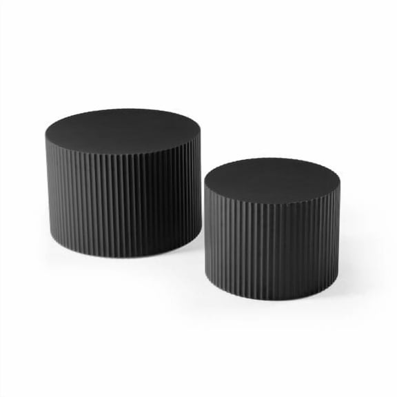 Coffee Tables BLACK Round Nesting Table Set of 2,Handcraft MDF Coffee Table for Living Room/Leisure Area,Wooden Coffee Tables