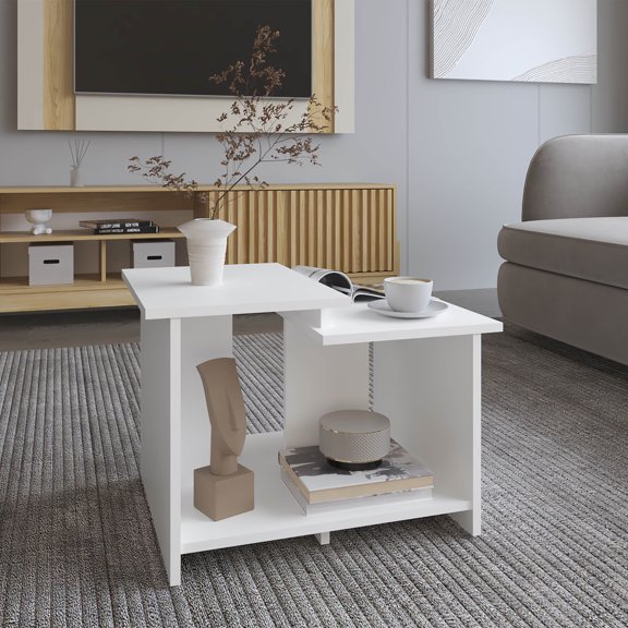 Coffee Tables, Coffee Table, 16" H, White Wooden Coffee Tables,Engineered Wood Coffee Tables With Storage, Furniture Primary Living Space Tables Coffee Table, 16" H