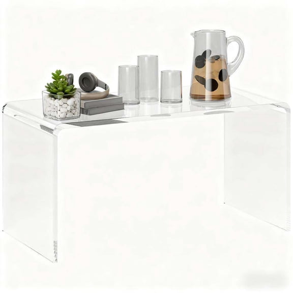Coffee Tables Coffee Table, 32" Long Rectangle Waterfall Coffee Table, Clear,Coffee Tables With Storage