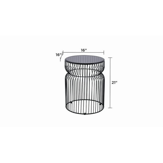 Coffee Tables ET901 Modern Contemporary Metal Nested base and Tinted tempered glass top material 21" Height End Table, Side Table for Living room, Black,End Tables