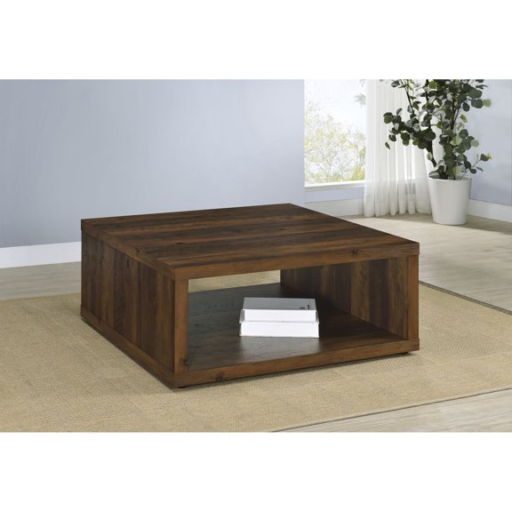 Coffee Tables Flint Dark Pine Square Engineered Wood Coffee Table,End Tables