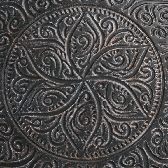 Coffee Tables HOMCOM 24" Round Coffee Table with Hammered Tray Top, Vintage Metal Center Table for Living Room, Bedroom, Side Table, Pewter,Coffee Tables With Storage