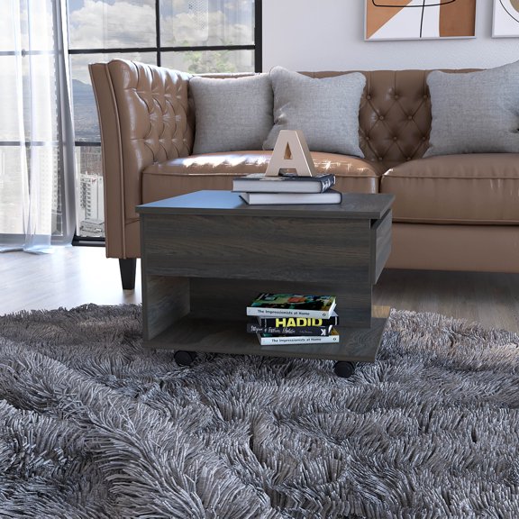 Coffee Tables Lift Top Coffee Table Mercuri, Casters, Carbon Espresso Finish,Wooden Coffee Tables