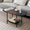 thumbnail image 1 of Coffee Tables for Living Room,2-Tier Small Oval Center Table Industrial Modern Style Coffee Tables with Storage Shelf and Wood Tabletop for Small Space,Home Office,Brown & Black, 1 of 8