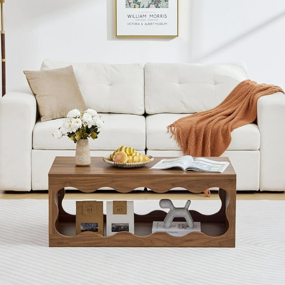 Coffee Tables for Living Room, 39" Small Rectangle Wood Coffee Table with Storage, Modern Minimalist Center Table for Small Spaces, Unique Cocktail Tea Middle Tables for Home Office, Bedroom