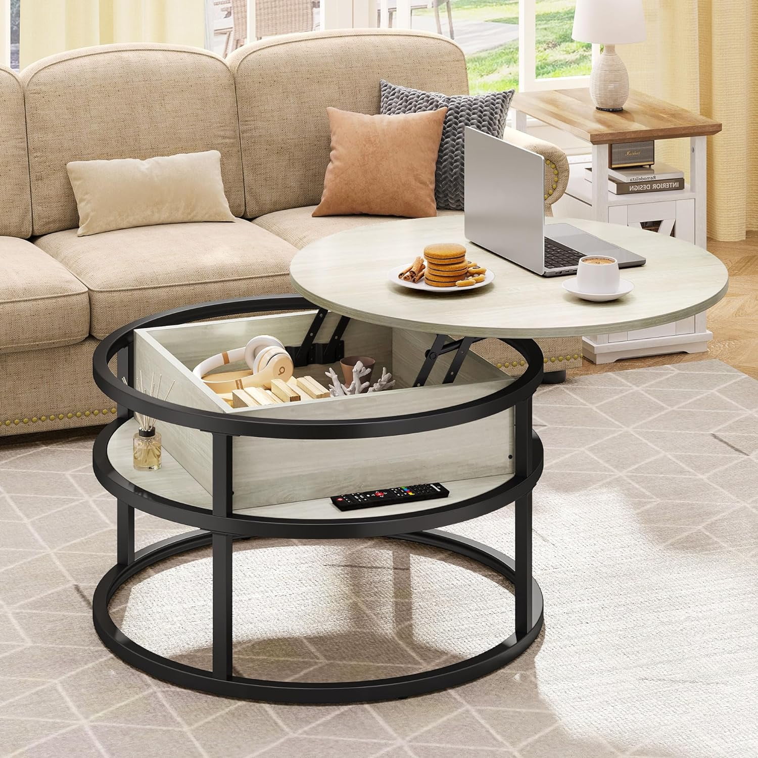 Coffee Tables for Living Room, Round Coffee Table, Lift Top Coffee ...