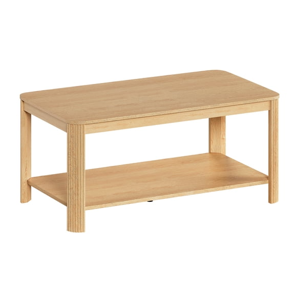 Coffee Tables for Living Room with Round Corners, Farmhouse Style Center Table with Storage Shelf, SEGMART 2-Tier Center Table with Thickened Tabletop for Office, Home, Space Saving, Easy Assembly