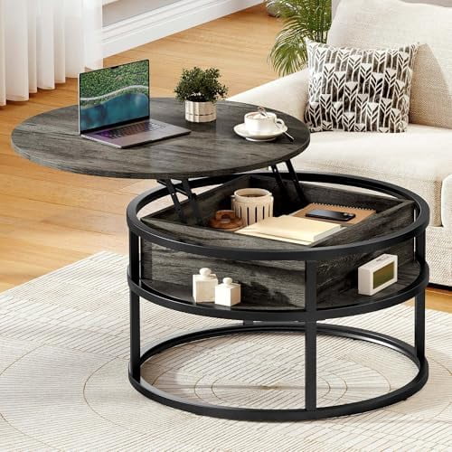Coffee Tables for Living Room, Round Lift Top Coffee Table with Storage ...