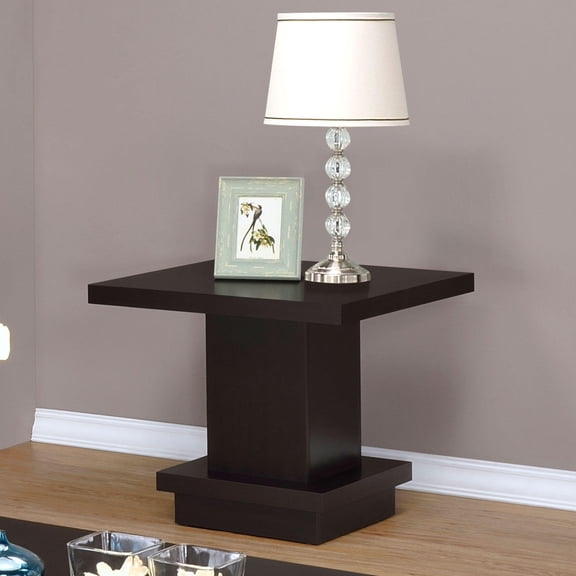 Coffee Tables, Mbala Cappuccino Square Pedestal End Table, Cappuccino Wooden Coffee Tables,Solid Wood+Mdf Coffee Tables With Storage, Furniture Primary Living Space Tables Mbala Cappuccino Square Ped