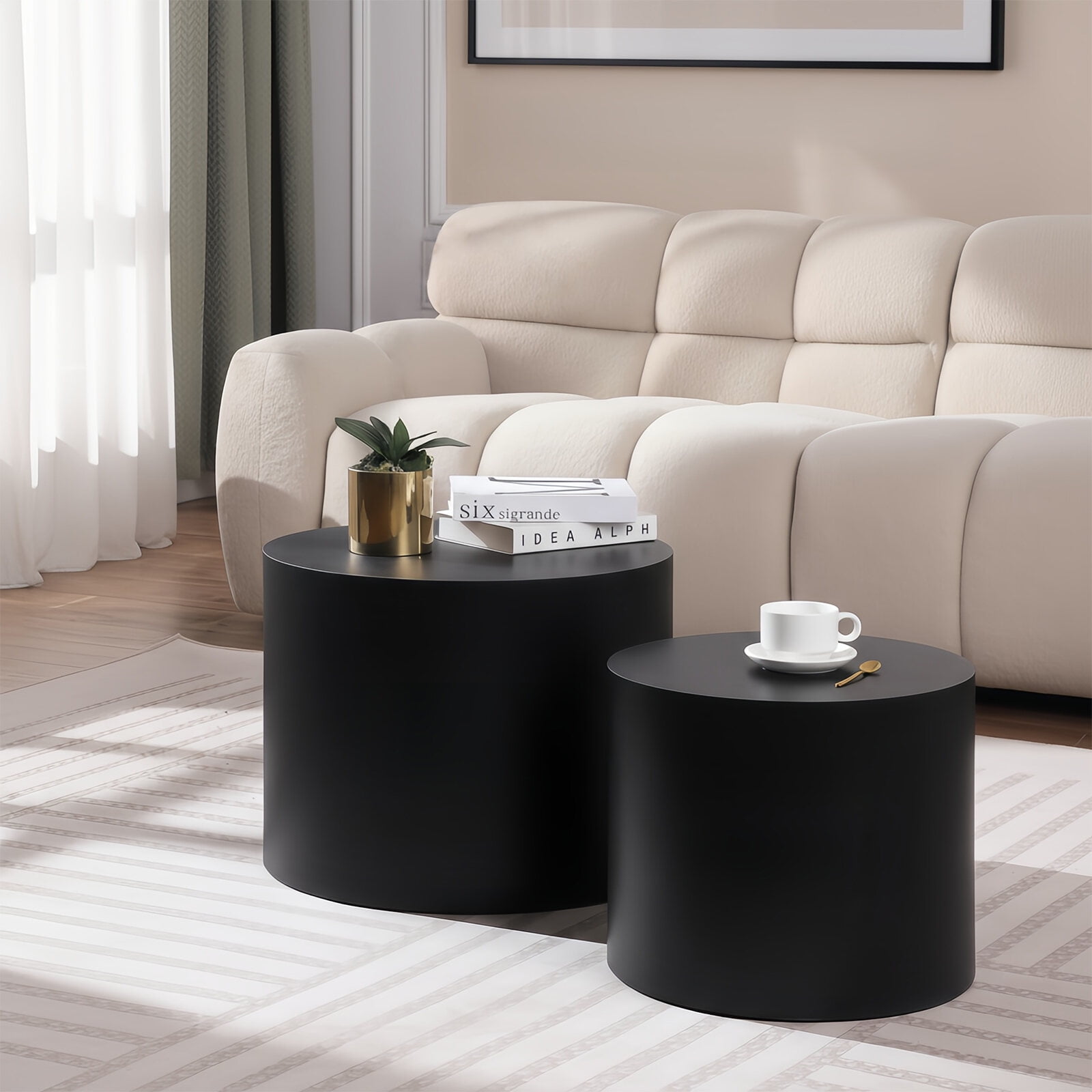 Coffee Tables Nesting Coffee Table Set of 2, Modern Round Coffee Table ...
