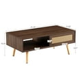thumbnail image 1 of Coffee Tables PE Rattan Coffee table, Sliding Door for Storage, Solid Wood Legs, Modern Table for Living Room , Walnut Color,Wooden Coffee Tables, 1 of 19