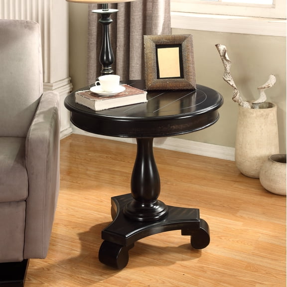 Coffee Tables, Rene Round Wood Pedestal Side Table, Black, Black Coffee Tables With Storage,Wood Wooden Coffee Tables, Furniture Primary Living Space Tables Rene Round Wood Pedestal Side Table, Black