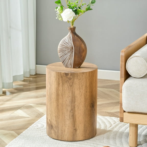 Coffee Tables Simple wood grain cylindrical coffee table, 11.8-inch diameter x 15.7 inch height, MDF material living room furniture. Suitable for industrial style living rooms.,Coffee Tables With Sto