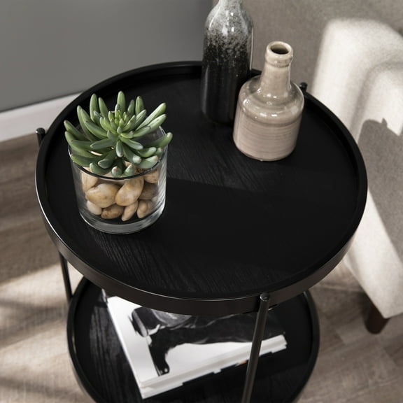 Coffee Tables, Verlington Round Farmhouse Style End Table, Black Wooden Coffee Tables,Iron Coffee Tables With Storage, Furniture Primary Living Space Tables Verlington Round Farmhouse Style End Table