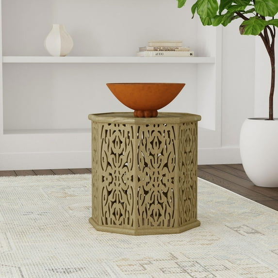 Coffee Tables Watsonville Natural Brown Octagonal Solid Mango Wood Side Table,Wooden Coffee Tables