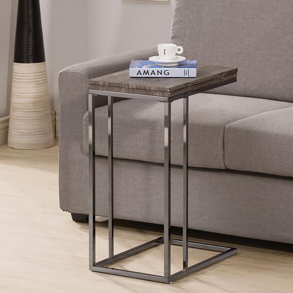 Coffee Tables Weathered Grey and Black Snack Table with Expandable Top,Wooden Coffee Tables
