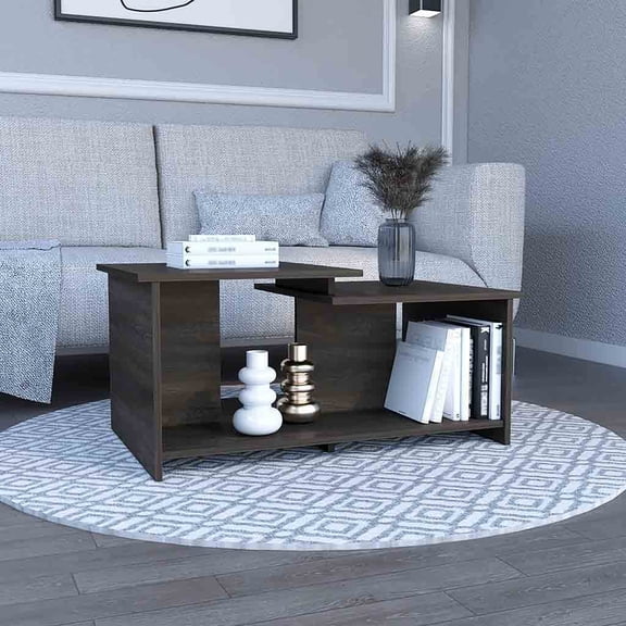 Coffee Tables Wema 3 Coffee Table, Lower Open Shelf -Espresso,Coffee Tables With Storage