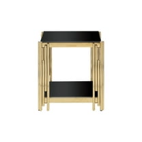 Coffee Tables Woker Furniture 20" Wide Square End Table with Black Glass Top, Golden Stainless Steel Tempered Glass End Table for Living Room&Bed Room,Wooden Coffee Tables
