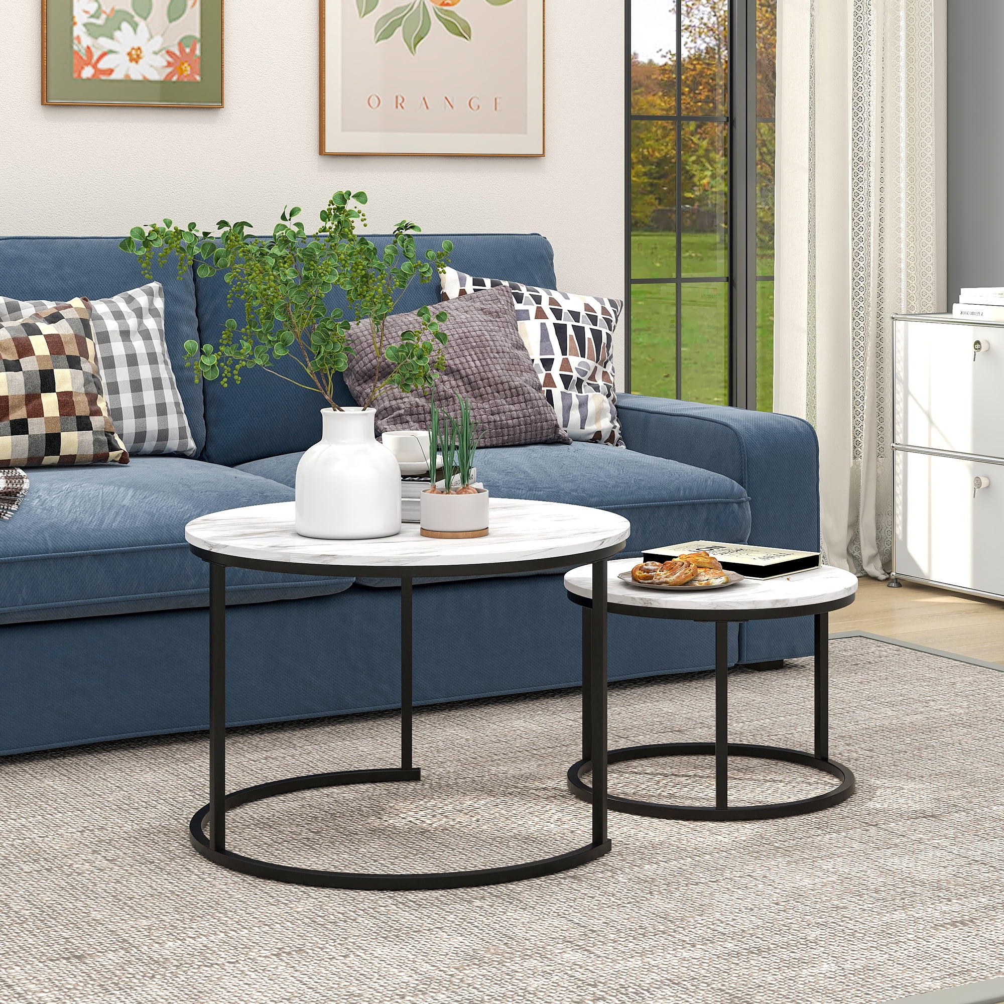 Coffee Tables for Living Room Round Coffee Table Set of 2 End Tabl