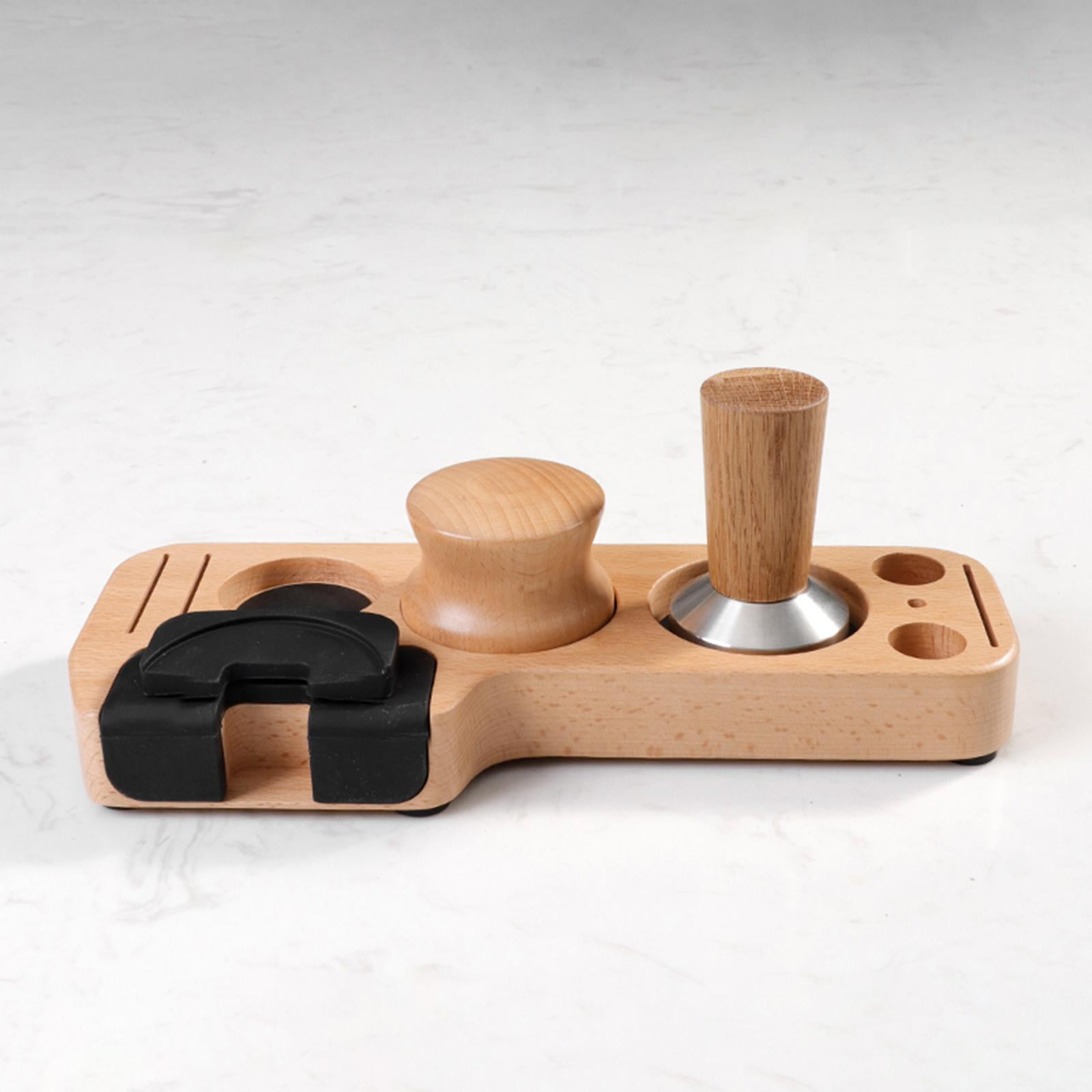 Coffee Tamper Distributor with Base, Wood Coffee Filter Tamper Holder Kits, Universal, Anti Slip