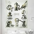 thumbnail image 1 of Coffee Tapestry, Brewing Equipment Doodle Sketch Grinder French Press Plastic Cup Scoop Vintage, Fabric Wall Hanging Decor for Bedroom Living Room Dorm, 5 Sizes, Black Yellow, by Ambesonne, 1 of 1
