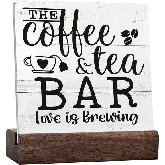 The Coffee And Tea Bar Love Is Brewing Coffee Sign Desk Decor Funny Coffee Tea Ceramic Table Sign Decorations For Coffee Tea Bar Wall Tabletop Desk Decor Coffee And Tea Lover Gift