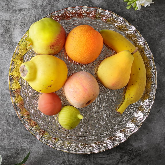 Crystalia Coffee Tea Beverage Serving Tray, Vintage and Fancy Round Design (BrightSilver)