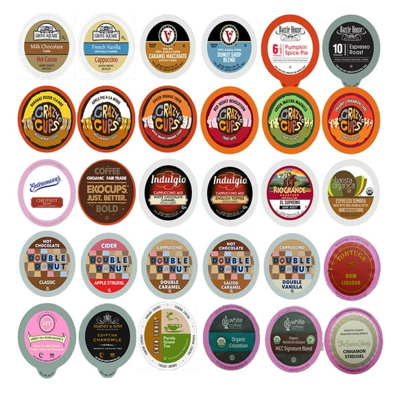 Coffee, Tea, Cider, Cappuccino and Hot Chocolate Single Serve Cups For Keurig K Cup Brewers Variety Pack Sampler, 30 Count (Mix Sampler)