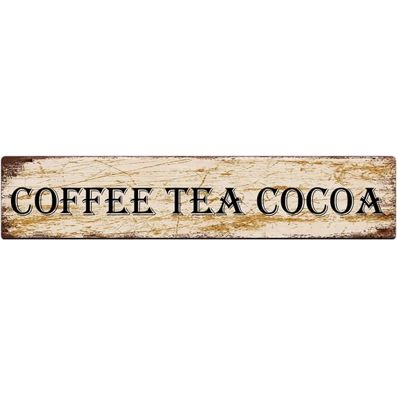 Coffee Tea Cocoa Retro Metal Tin Sign Vintage Sign for Home Coffee Wall Decor 4x16 Inch / 10x40 cm